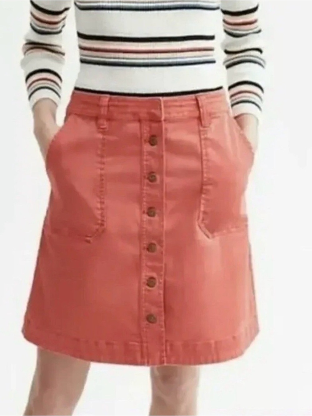Anthropologie Pilcro and the Letterpress Coral  Orange Chino Skirt, Size 2